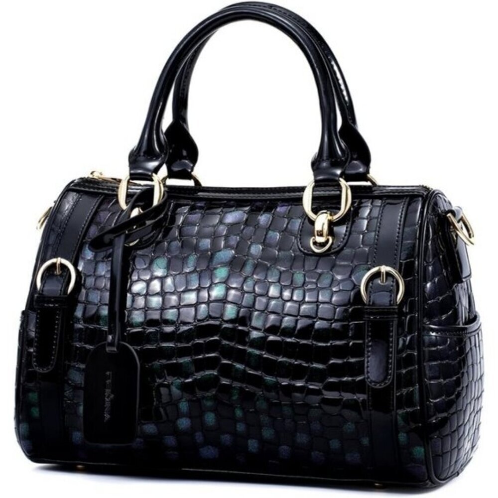 Women Green Genuine Leather Tote Handbag Clutch Purse Crossbody Bag